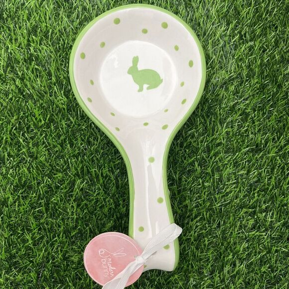 Terramoto Ceramic Spring‎ Easter Bunny Polka Dotty Kitchen Tool Table Spoon Rest - Picture 1 of 4